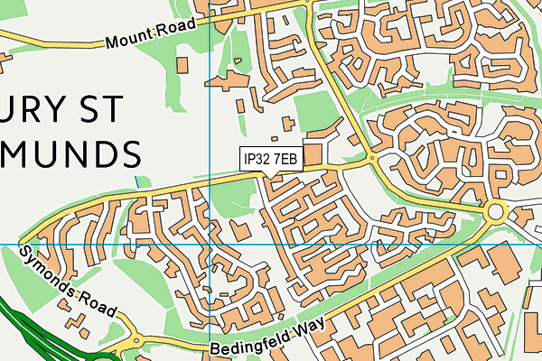 IP32 7EB map - OS VectorMap District (Ordnance Survey)