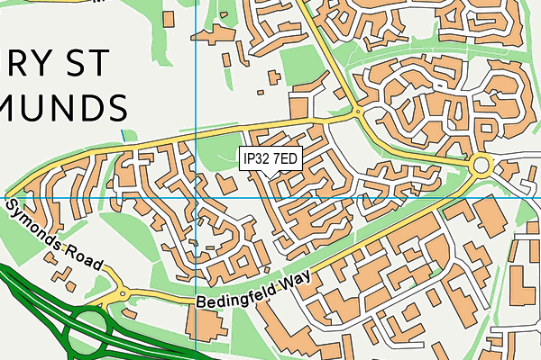 IP32 7ED map - OS VectorMap District (Ordnance Survey)