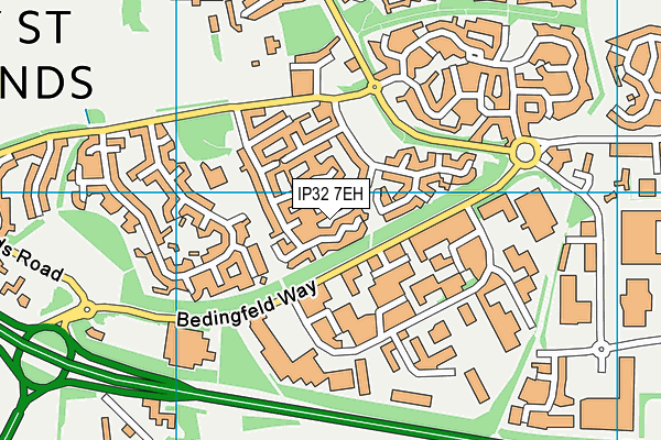 IP32 7EH map - OS VectorMap District (Ordnance Survey)