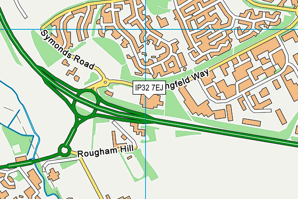 IP32 7EJ map - OS VectorMap District (Ordnance Survey)