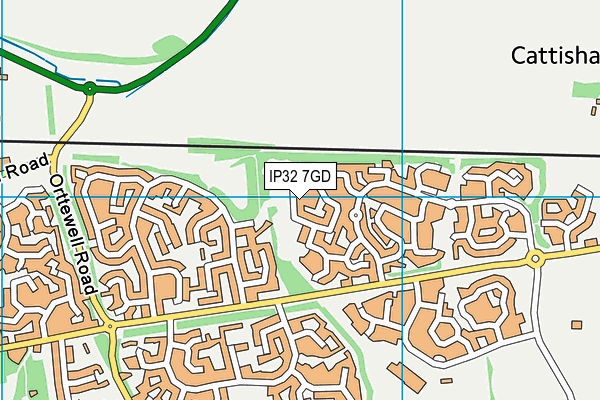 IP32 7GD map - OS VectorMap District (Ordnance Survey)
