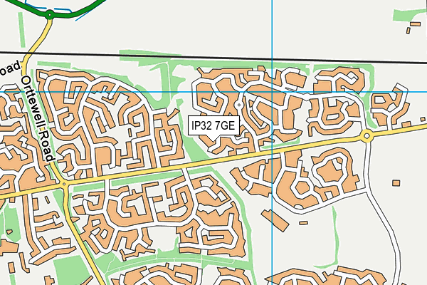 IP32 7GE map - OS VectorMap District (Ordnance Survey)