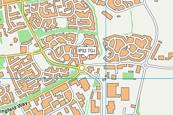 IP32 7GJ map - OS VectorMap District (Ordnance Survey)