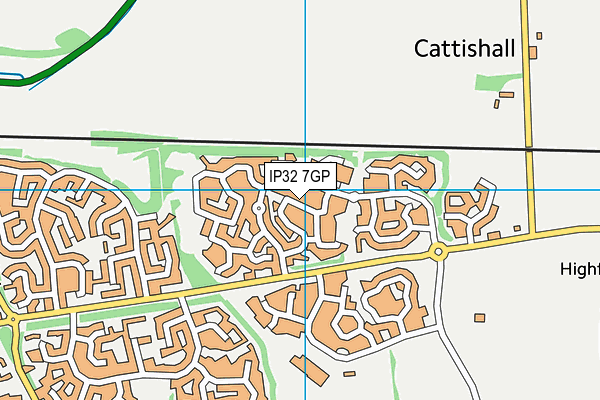 IP32 7GP map - OS VectorMap District (Ordnance Survey)