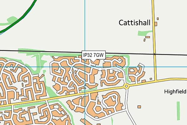 IP32 7GW map - OS VectorMap District (Ordnance Survey)