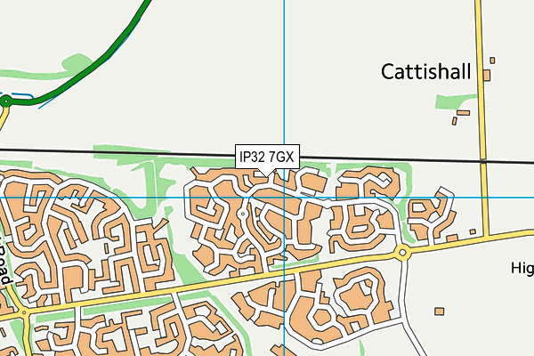 IP32 7GX map - OS VectorMap District (Ordnance Survey)