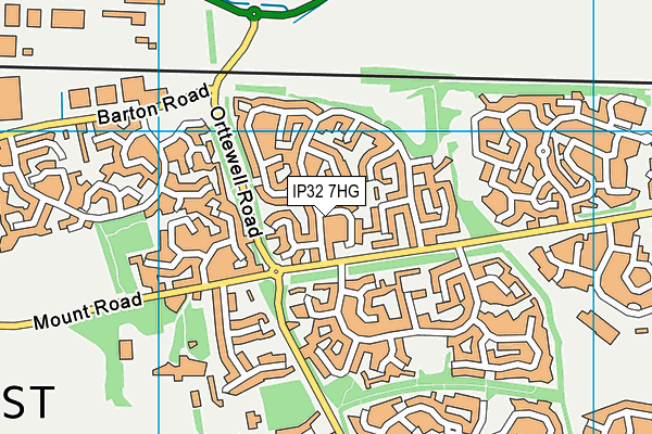 IP32 7HG map - OS VectorMap District (Ordnance Survey)