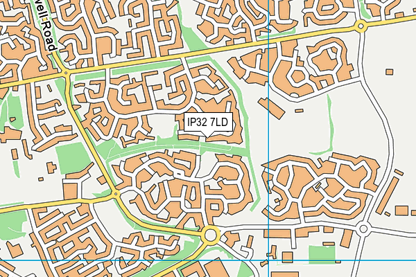 IP32 7LD map - OS VectorMap District (Ordnance Survey)