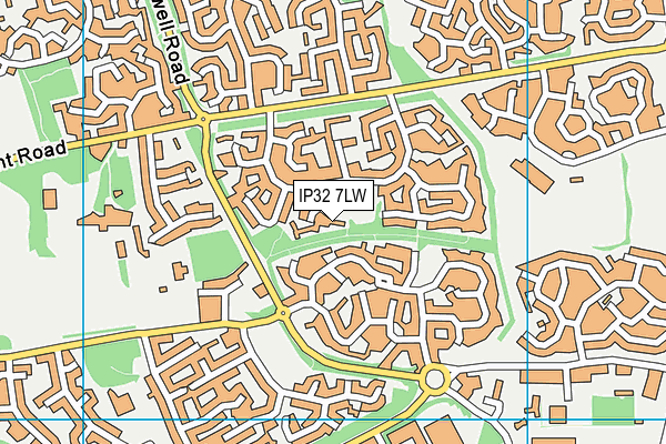 IP32 7LW map - OS VectorMap District (Ordnance Survey)