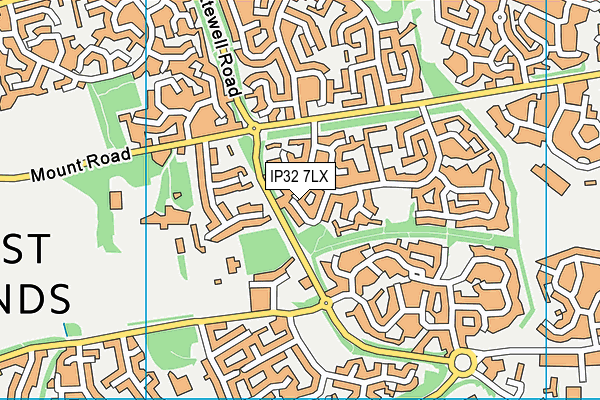 IP32 7LX map - OS VectorMap District (Ordnance Survey)