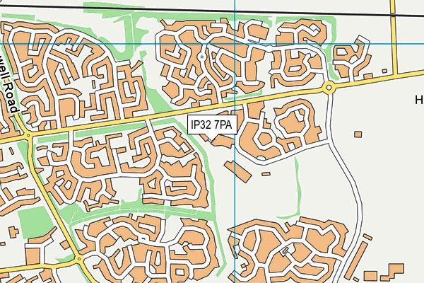 IP32 7PA map - OS VectorMap District (Ordnance Survey)