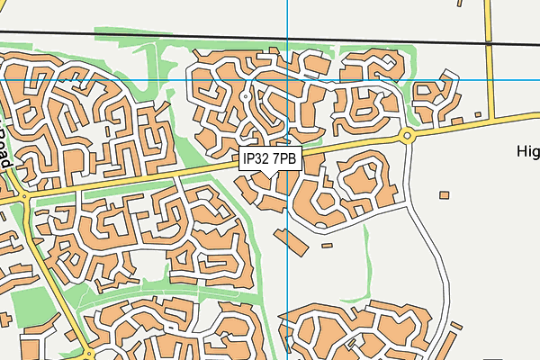 IP32 7PB map - OS VectorMap District (Ordnance Survey)