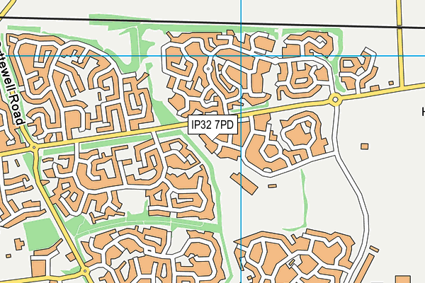 IP32 7PD map - OS VectorMap District (Ordnance Survey)
