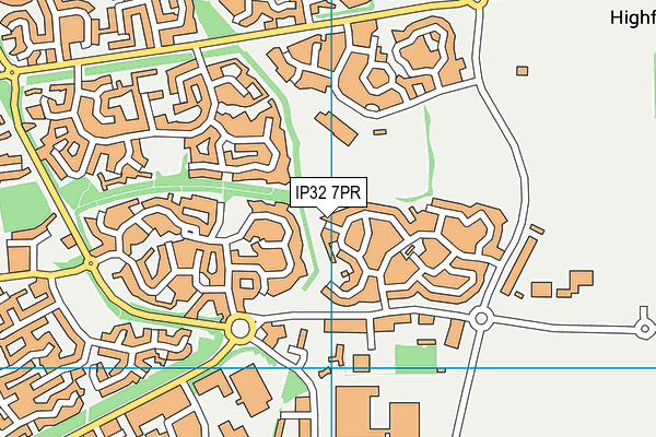 IP32 7PR map - OS VectorMap District (Ordnance Survey)