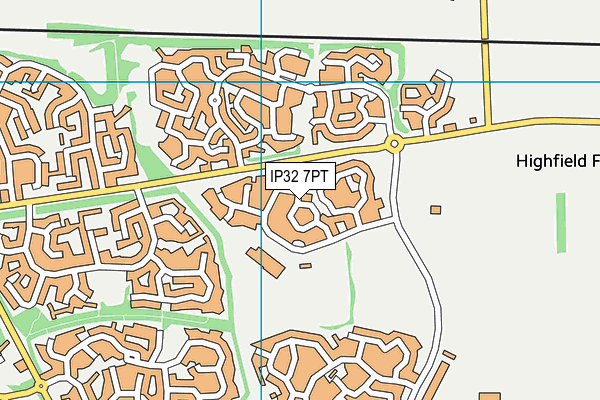 IP32 7PT map - OS VectorMap District (Ordnance Survey)
