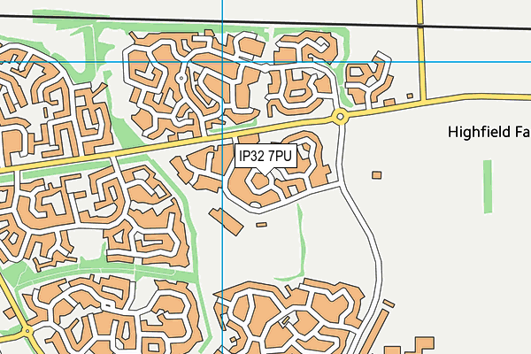 IP32 7PU map - OS VectorMap District (Ordnance Survey)