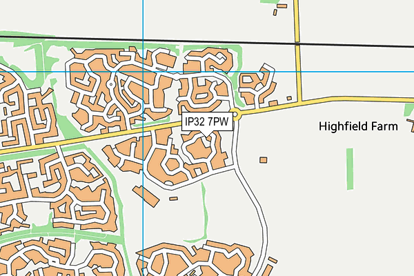 IP32 7PW map - OS VectorMap District (Ordnance Survey)