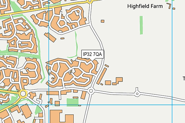 IP32 7QA map - OS VectorMap District (Ordnance Survey)