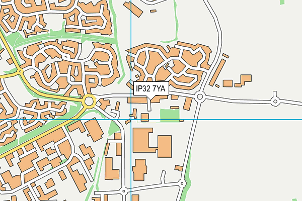 IP32 7YA map - OS VectorMap District (Ordnance Survey)