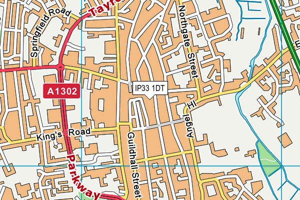 IP33 1DT map - OS VectorMap District (Ordnance Survey)
