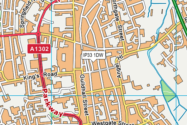 IP33 1DW map - OS VectorMap District (Ordnance Survey)