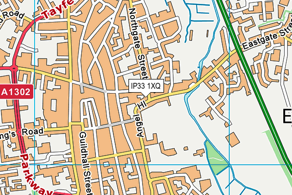 IP33 1XQ map - OS VectorMap District (Ordnance Survey)