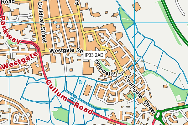 IP33 2AD map - OS VectorMap District (Ordnance Survey)