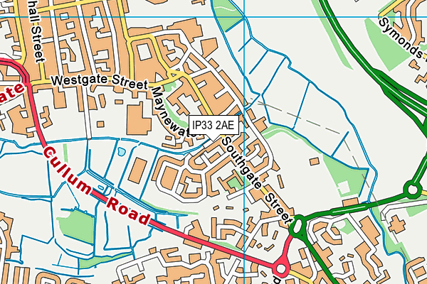 IP33 2AE map - OS VectorMap District (Ordnance Survey)