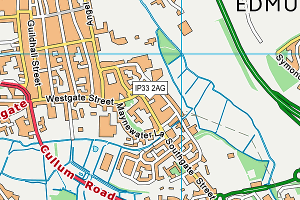 IP33 2AG map - OS VectorMap District (Ordnance Survey)