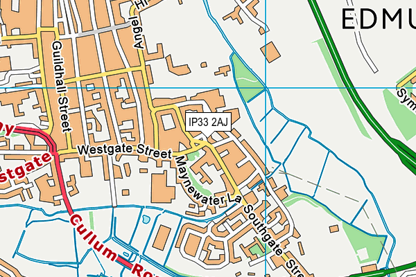 IP33 2AJ map - OS VectorMap District (Ordnance Survey)