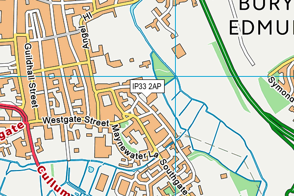 IP33 2AP map - OS VectorMap District (Ordnance Survey)