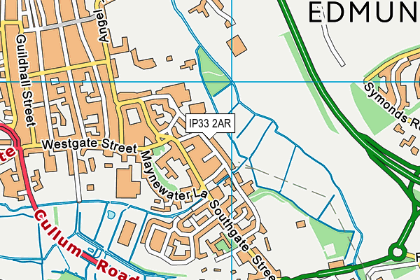 IP33 2AR map - OS VectorMap District (Ordnance Survey)
