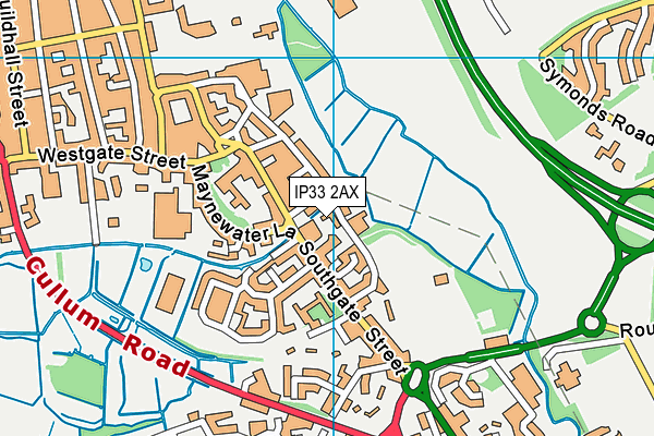 IP33 2AX map - OS VectorMap District (Ordnance Survey)