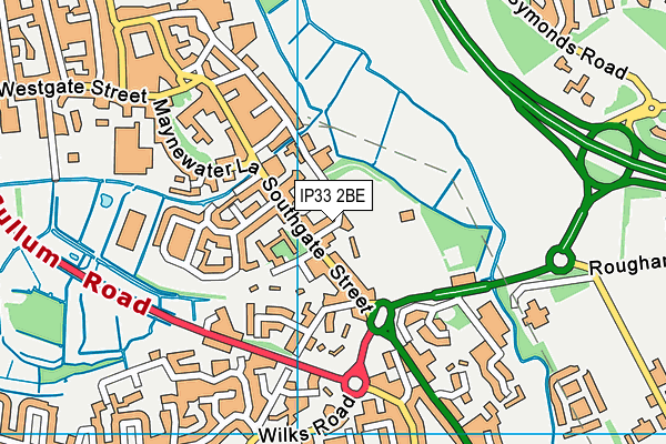 IP33 2BE map - OS VectorMap District (Ordnance Survey)