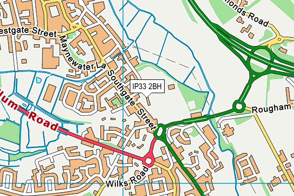 IP33 2BH map - OS VectorMap District (Ordnance Survey)