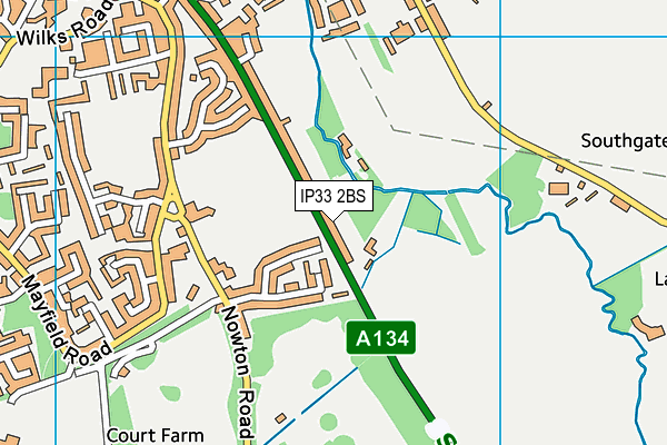 IP33 2BS map - OS VectorMap District (Ordnance Survey)