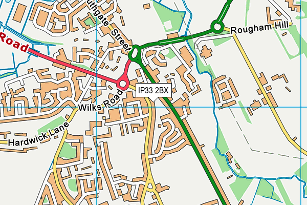 IP33 2BX map - OS VectorMap District (Ordnance Survey)