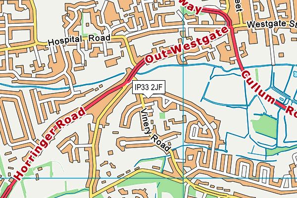 IP33 2JF map - OS VectorMap District (Ordnance Survey)