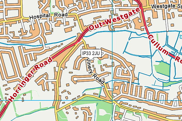 IP33 2JU map - OS VectorMap District (Ordnance Survey)