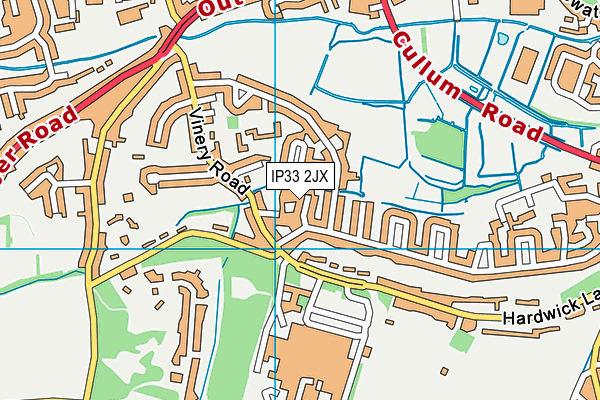 IP33 2JX map - OS VectorMap District (Ordnance Survey)