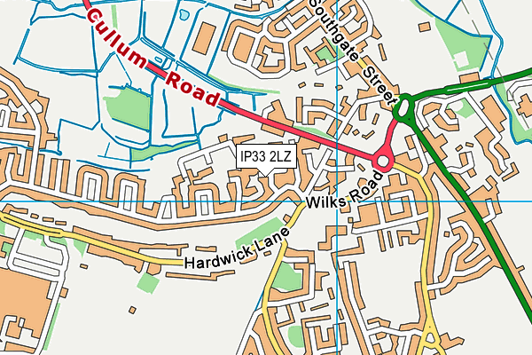 IP33 2LZ map - OS VectorMap District (Ordnance Survey)