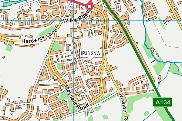 IP33 2NW map - OS VectorMap District (Ordnance Survey)