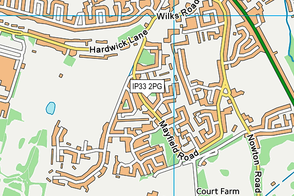 IP33 2PG map - OS VectorMap District (Ordnance Survey)