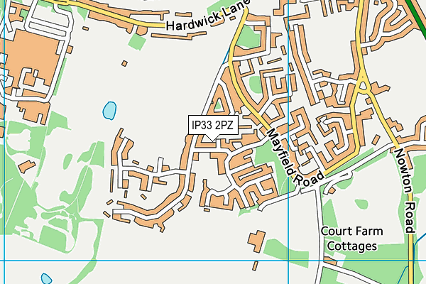 IP33 2PZ map - OS VectorMap District (Ordnance Survey)