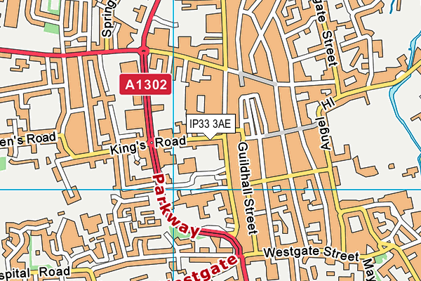 IP33 3AE map - OS VectorMap District (Ordnance Survey)