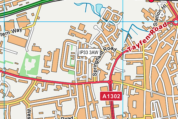 IP33 3AW map - OS VectorMap District (Ordnance Survey)