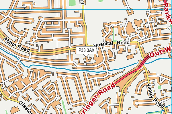 IP33 3AX map - OS VectorMap District (Ordnance Survey)