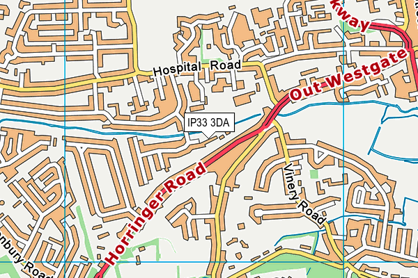 IP33 3DA map - OS VectorMap District (Ordnance Survey)