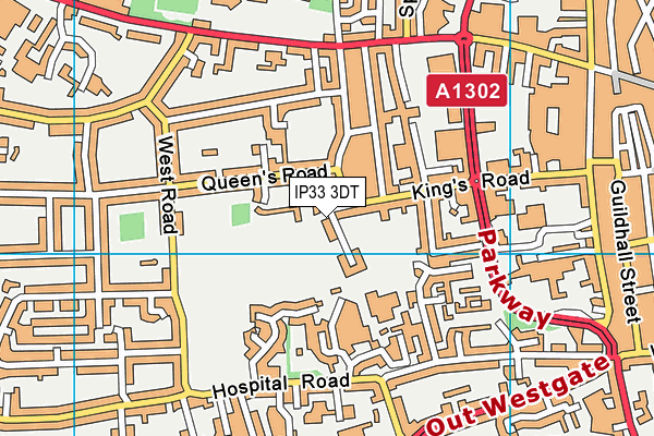 IP33 3DT map - OS VectorMap District (Ordnance Survey)