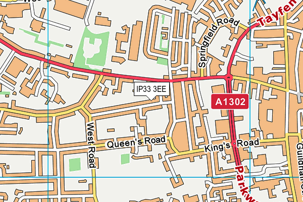 IP33 3EE map - OS VectorMap District (Ordnance Survey)